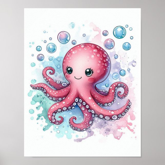Affiche Octopus aquarelle (Devant)