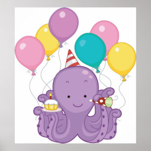 Affiche Octopus d'anniversaire
