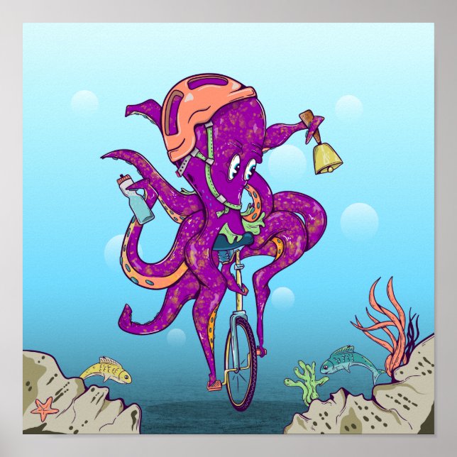 Affiche Octopus Monter un monocycle (Devant)