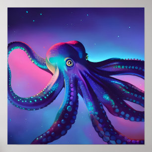 Affiche Octopus pourpre foncé