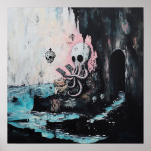 Affiche Octopus Skull Tarot Witchy AI Art Matte Value