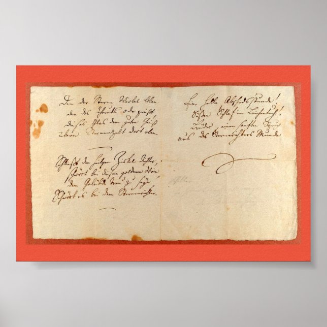 Affiche Ode to Joy (Schiller - Manuscrit autographié) (Devant)