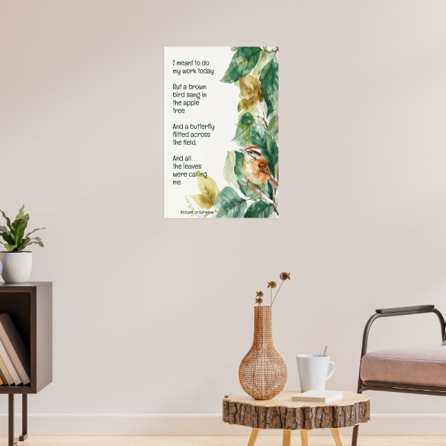 Affiche Ode to Spring Poem with Brown Bird Wren (Salon 3)
