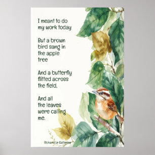 Affiche Ode to Spring Poem with Brown Bird Wren