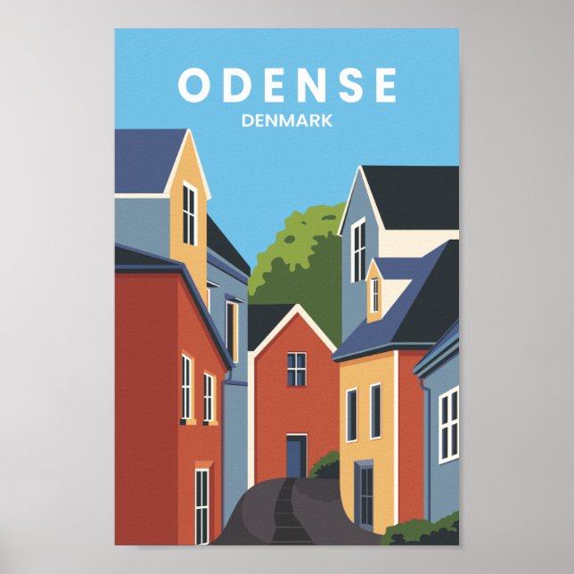 Affiche Odense Danemark Illustration du célèbre lieu de vo (Devant)