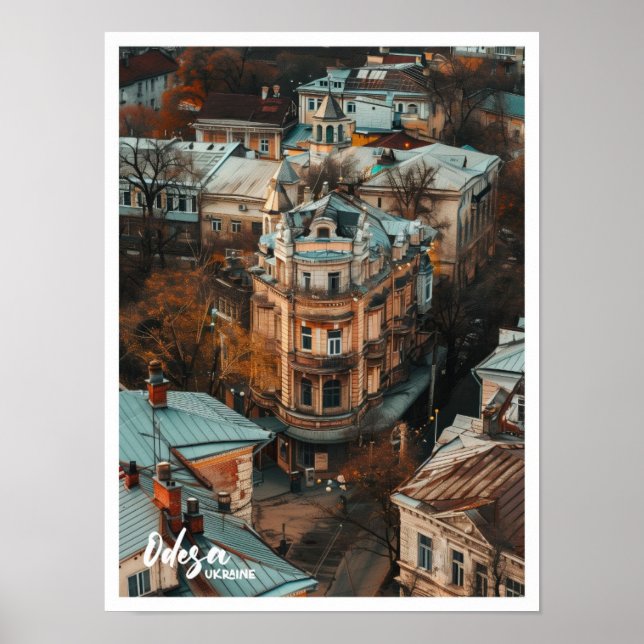 Affiche Odesa Ukraine Art Voyage célèbre place (Devant)