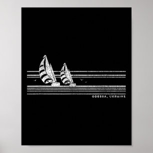 Affiche Odessa Ukraine Vintage Voile 70s Nautique Voilier