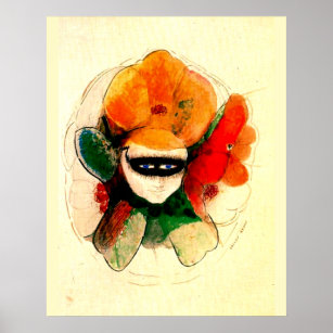 Affiche Odilon Redon - L'anémone masquée, art abstrait
