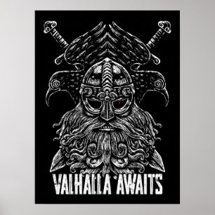 Affiche Odin ravens Viking Mythologie Valhalla attend