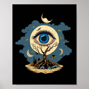 Affiche Oeil Arbre Lune Art