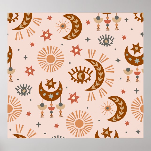 Affiche Oeil céleste, lune, motif du soleil. (Devant)