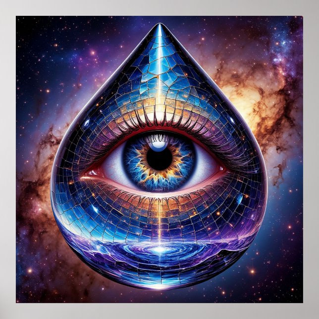 Affiche Œil Cosmique Dans Disco Galactique en Forme de Lar (Devant)