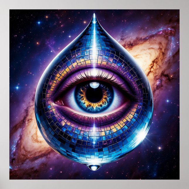 Affiche Œil Cosmique Dans Disco Galactique en Forme de Lar (Devant)