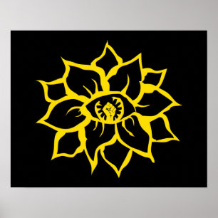 Affiche oeil de poing de protestation de la fleur