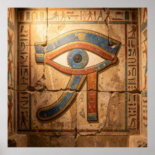 Affiche Œil d'Horus avec hiéroglyphes spirituels égyptiens