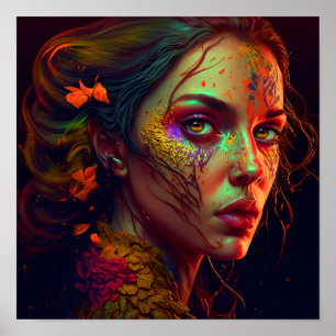 Affiche Oeil d'or - Belle peinture murale féminine Imprime