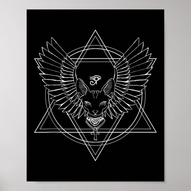 Affiche Oeil Horus Et Chat Égyptiens Avec Ailes Débardeur (Devant)