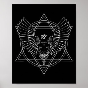 Affiche Oeil Horus Et Chat Égyptiens Avec Ailes Pour Homme
