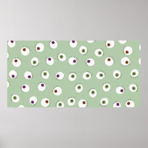 Affiche Oeil humain Halloween sans couture dessinée à la m