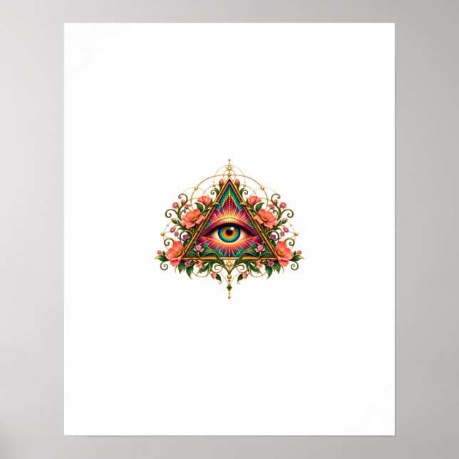 Affiche Œil Mosaïque Floral (Devant)