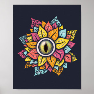 Affiche Oeil psychédélique Art - Pétales colorés