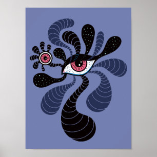 Affiche Oeil rose déplaisant d'art hypnotique