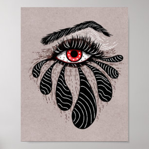 Affiche Oeil rouge Larmes noires gothique