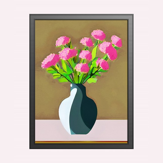 Affiche Oeillets roses dans un vase Art moderne (Créateur téléchargé)
