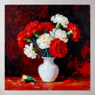 Affiche Œillets rouges et blancs après Van Gogh