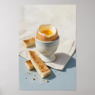 Affiche Œuf à la Coque avec Soldats de Toast – Minimaliste