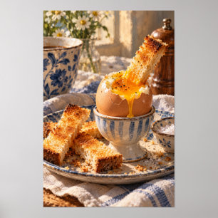 Affiche Œuf à la Coque et Toast Petit Déjeuner Cuisine Mur