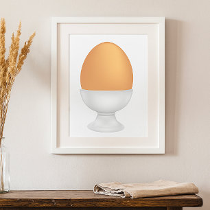 Affiche Œuf brun dans un coquetier blanc