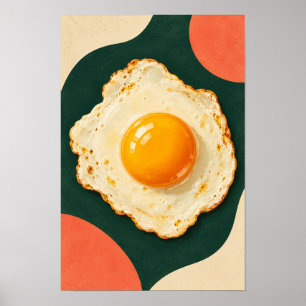 Affiche Œuf Frit Sunny Side Up – Cuisine Moderne Rétro Wal