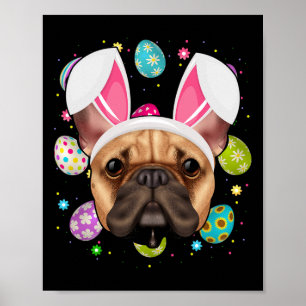 Affiche Oeuf Lapin Oreille Chien à tête française Visage P