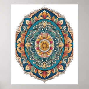 Affiche Oeuf Mandala - Design Floral Boho complexe