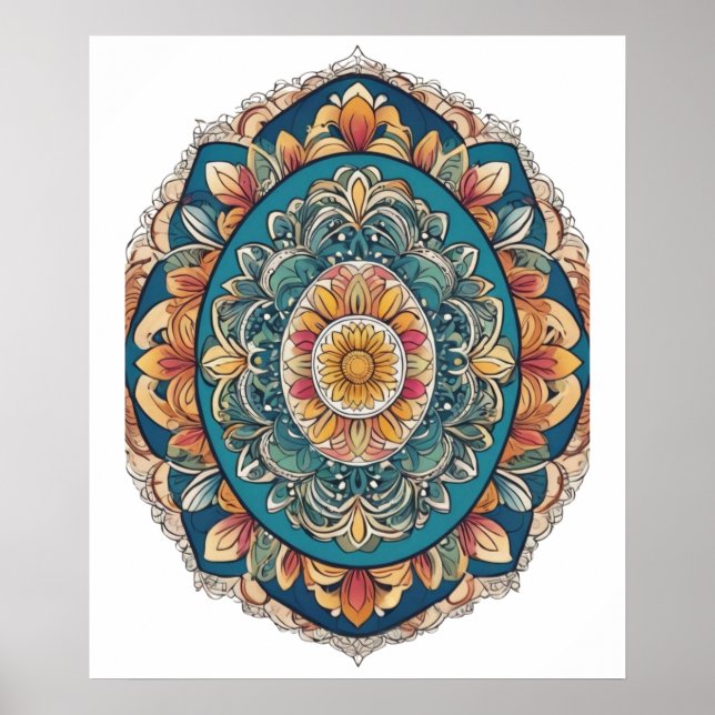 Affiche Oeuf Mandala - Design Floral Boho complexe (Devant)