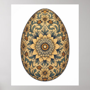 Affiche Oeuf Mandala - Design Floral Boho complexe