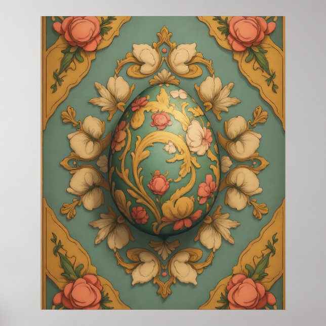 Affiche Oeuf Mandala - Design Floral Boho complexe (Devant)