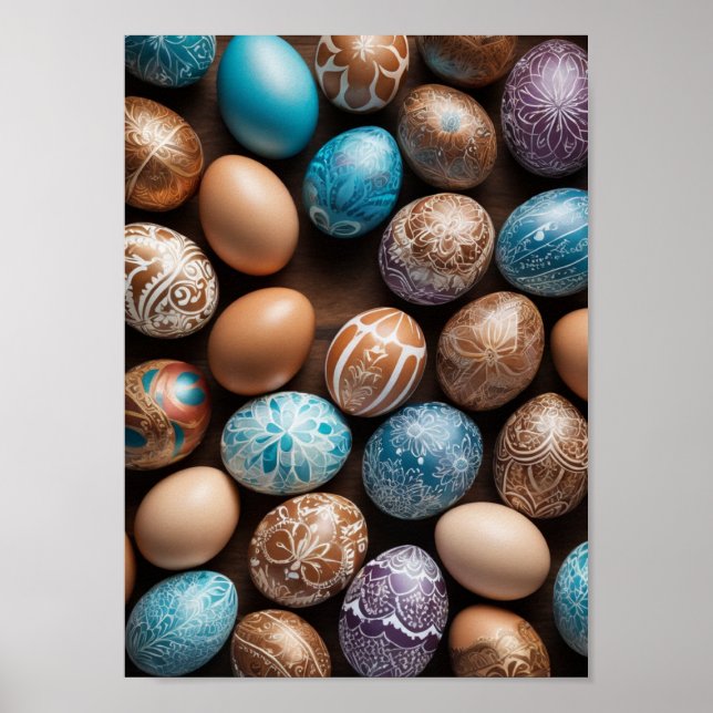 Affiche Oeuf Mandala - Design Floral Boho complexe (Devant)