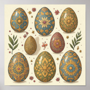 Affiche Oeuf Mandala - Design Floral Boho complexe