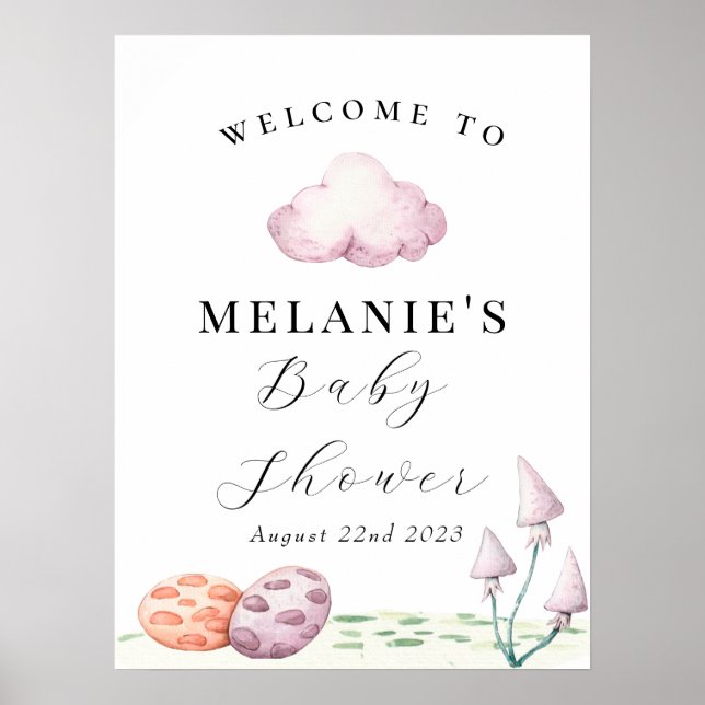 Affiche OEufs de dragon d'incubation Baby shower préhistor (Devant)