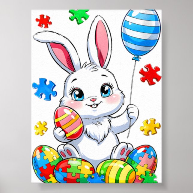 Affiche Œufs de lapin autiste Pâques de sensibilisation à  (Devant)