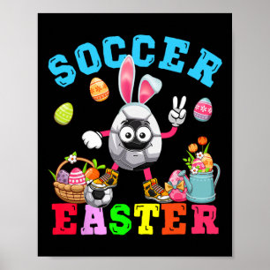 Affiche Oeufs De Lapin De Pâques Jouer Costume De Football