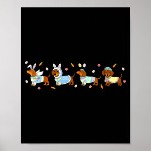 Affiche Œufs de lapin de Pâques teckel pour adolescents ga