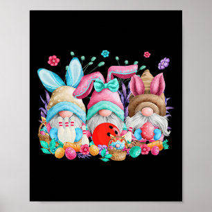 Affiche Œufs de Pâques Bunny Gnomes Bowling Amateur Pâque