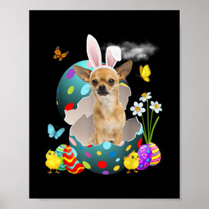 Affiche Oeufs de Pâques Chihuahua Bunny Chien cadeaux Chie