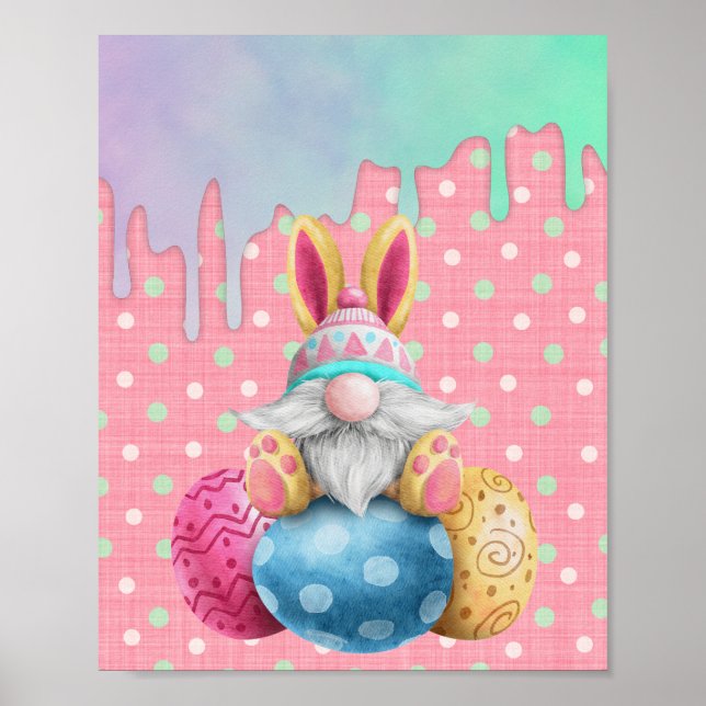 Affiche Oeufs de Pâques Gnome Polkadot Lecteurs de glace (Devant)