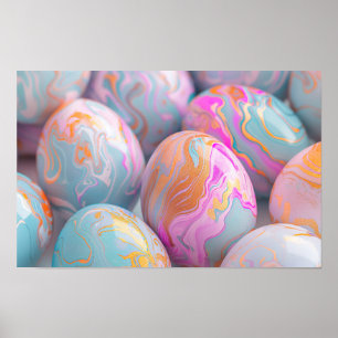 Affiche OEufs de Pâques marbrés pastel