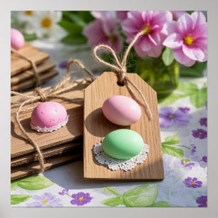 Affiche Oeufs de Pâques sur table de jardin