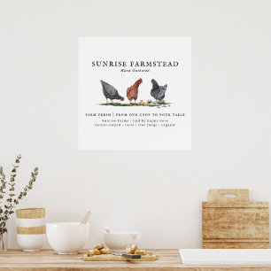 Affiche Oeufs frais de la ferme Monogramme mignon